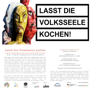 Poster of the exhibition "Lasst die Volksseele kochen!"